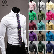 Мужские рубашки, весна-осень 2020, новая модная повседневная приталенная рубашка с длинным рукавом, мужская деловая рубашка, Camisa Social Masculina 2024 - купить недорого
