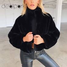 2020 Fashion Faux Fur Coat Women Winter Fluffy Coat Stand Collar Long Sleeve Concealed Button Teddy Coat Short Streetwear Jacket 2024 - buy cheap