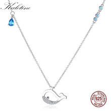 Kaletine 925 Sterling Silver Necklace Blue Stone Fish Long Necklace Women Custom Necklace Choker  Girl Kids Jewelry Link Chain 2024 - buy cheap