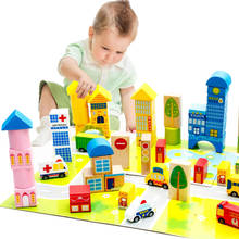 62 PCS 3D Model Building Block Wooden Toys Children Learning Educational Item Creative City Traffic Blocks Toys for Children 2024 - buy cheap