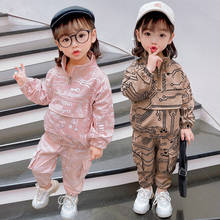 Spring Autumn Children Sports Clothing Sets Boys Girls Printed Sweater Pants 2pcs Outfits Kids Casual Pockets Tracksuit Clothes 2024 - buy cheap