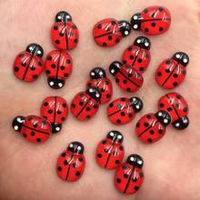 60pcs Resin Cute Colorful Beautiful Red Beetle Flat Back Rhinestone Appliques DIY Wedding Scrapbook Craft SF747 2024 - купить недорого