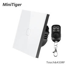 Minitiger EU/UK Standard 1 Gang 1 Way RF433 Remote Control Wall Touch Switch,Smart Home Wireless Remote Control Light Switch 2024 - buy cheap