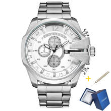 Cagarny Quartz Watch For Men Luxury Brand Silver Full Steel Mens Watches Auto Date Military Man Wristwatch Waterproof Male Clock 2024 - buy cheap