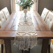 Tapeçaria de mesa com borlas, corredor de mesa de macramé, decoração boêmia artesanal para casamento e decoração de casa 2024 - compre barato