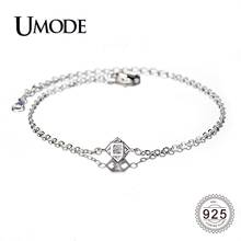 UMODE 2019 New 925 Sterling Silver Geometric Cubic Hollow Zircon Bracelet for Women Link Chain Adjustable Silver Jewelry ALB0134 2024 - buy cheap