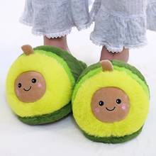 Winter Home Women Fur Slippers Cartoon Avocado Design Green Bedroom Ladies Shoes One Size Indoor Warm Fur Women Slippers 2024 - buy cheap