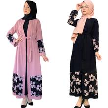 Open Abaya Muslim Women Long Dress Printed Kimono Patchwork Islamic Ramadan Eid Maxi Robe Thawb Arab Caftan Jilbab Gown Fashion 2024 - buy cheap