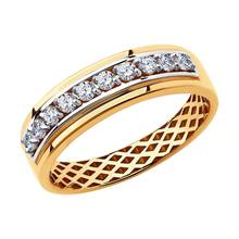 Sokolov ring in Gold with cubic zirconia, fashion jewelry, gold, 585, women's male 2024 - buy cheap