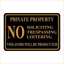 Wall Decor Private Property No Soliciting Trespassing Loitering Metal Sign Outdoor Decor Tin Sign 2024 - buy cheap