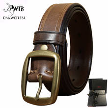 DWTS-Cinturón de cuero genuino para hombre, correa de cuero con hebilla de lujo, Estilo vintage, para negocios, de alta calidad 2023 - compra barato