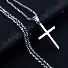 Exquisite Stainless Steel Cross Pendant Necklace European And American Silver Color Men's Necklace Fashion Jewelry Gift 2024 - buy cheap