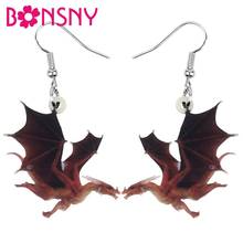 Bonsny Acrylic Flying Dinosaur Dragon Earrings Animal Drop Dangle  Jewelry For Women Girl Teen Kids Charms Decorations Gift Bulk 2024 - buy cheap