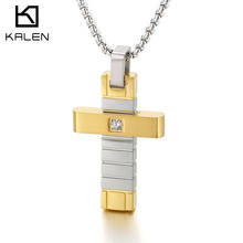 Kalen Golden Cross Jesus Pendant Zirconia Prayer Men's Jewelry High Quality Stainless Steel Wholesale 2024 - buy cheap