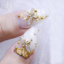 5 Pcs Vintage Bee Nail Art Decor Rhinestone Gold Cute Alloy DIY 3D Nail Jewelry Rivets Charm Decorations Manicure Beauty Tools 2024 - buy cheap