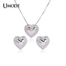 UMODE-Conjunto de joyería en forma de corazón para mujer, aretes de circonita cúbica, cadena colgante, collares, accesorios de boda, regalos, US0140 2024 - compra barato