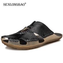 New Summer Men's Sandals Genuine Leather Sandals Moccasins Soft Shoes Beach Men's Sandals Slippers Bohemia Size 38-48 Hot Sale 2024 - buy cheap