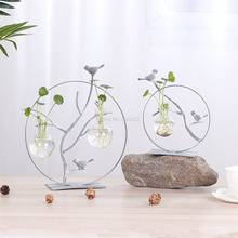 Прозрачная Скандинавская стеклянная ваза, Современная позолоченная железная модная ваза для растений гидропоники, креативный Террариум, декор для комнаты, дома, свадьбы 2024 - купить недорого