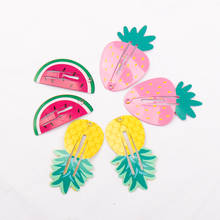 CN 6Pcs/Set  Hair Accessories Fruit Pineapple Hairpins Children Paint BB Clip Girls Cute Cartoon Rainbow Hair Clips 2024 - buy cheap