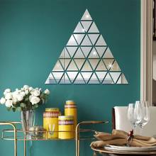100 Pcs Acrylic 3D Triangle Mosaic Mirror Effect Wall Sticker Home Room DIY 2024 - buy cheap
