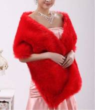Women Winter Scarf Wedding Shawl Bridal Shawls Faux Fur Wrap White/Ivory/Red Shrug Bolero Coat 2024 - buy cheap