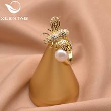XlentAg кольцо из стерлингового серебра 925 пробы с цирконом для женщин, свадебное регулируемое кольцо с натуральным жемчугом, тонкие ювелирные изделия, Anillos GR0244 2024 - купить недорого