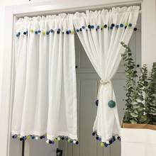 Nordic terminado cortinas americanas cortinas curtas pastoral cortina de porta branca usada na cozinha pode ser personalizado 1 peça 2024 - compre barato