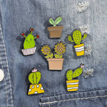 Cartoon Cactus Potted Enamel pins Sunflower Badge Plant Brooches Denim Bag Clothes Lapel pin Fashion Jewelry gift 2024 - buy cheap