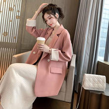 Luck A-chaqueta informal coreana con botones para mujer, Blazer femenino de talla grande, color rosa, para oficina, Primavera 2024 - compra barato