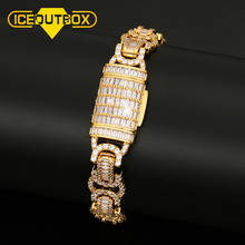 Pulsera de lujo con diseño de cadena cubana de Miami, Baguette lleno de diamantes de imitación para hombres, pulseras de rapero de CZ, joyería 2024 - compra barato