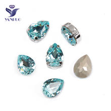 Yanruo 4320 gota aquamarine para costura pedras de strass costuradas cristal garras de vidro diy pedras para vestidos 2024 - compre barato
