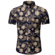 Рубашка с узором "огурцы" для мужчин с коротким рукавом на каждый день с цветочным принтом гавайская рубашка мужские летние пляжные Гавайские Блузы Camisas брендовая летняя рубашка с цветочным принтом 2024 - купить недорого