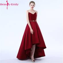 Charming V Neck Strapless Sleeveless Evening Dress 2020 Fashion Hi Low Lace Up Back 12 Colors Formal Party Dress with Sashes 2024 - buy cheap