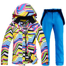 Nuevo traje de esquí para mujer, conjunto de ropa de nieve gruesa, conjunto de chaqueta y pantalones de esquí impermeables, trajes de esquí y snowboard a 30 grados 2024 - compra barato