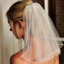 New Arrived Ivory/White Pencil Edge One Layer Shoulder Length Cheap Wedding Veil 2024 - buy cheap