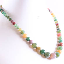 6-14MM Natural Stones Round Beads Multi-color India Onyx Necklace 18" 1Pcs RE094 2024 - buy cheap