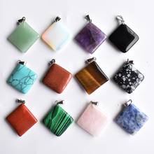 2020 new hot selling natural stone mixed Square charms pendants for jewelry making 12pcs/lot wholesale Free shipping 2024 - buy cheap