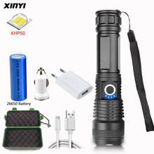 Lanterna xhp50 com zoom usb 30000, bateria recarregável 18650 lúmens, com zoom, usb, para caça, acampamento, atividades ao ar livre 2024 - compre barato