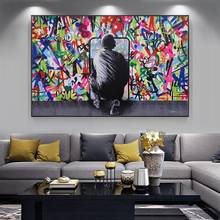 Modern Graffiti Art The Boy Canvas Painting Behind The Shield Posters and Prints Wall Art Picture for Living Room Decor Cuadros 2024 - buy cheap