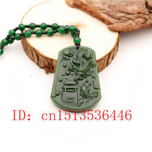 Pingente de jade dragão esculpido natural chinês verde grânulos colar charme jadeite jóias moda sorte amuleto presentes para homens m05 2024 - compre barato