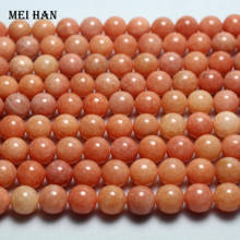 Meihan натуральный 10 мм + персиковый кальцит Гладкие Круглые бусины для самостоятельного изготовления ювелирных изделий женский браслет ожерелье оптовая продажа 2024 - купить недорого