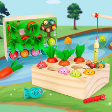 3 в 1 Рыболовные игрушки Дети Монтессори Деревянные игрушки магнитная игра рыбалка поймать червь головоломки для детей Обучающие Игрушки для раннего развития 2024 - купить недорого