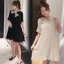 Woman Dress Summer Women's Pleated Chiffon Dress Loose Bow Top Vestido De Mujer 2024 - buy cheap