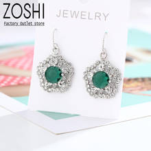 Grandmother Green Crystal Earrings For Women Rhinestone Flower Drop Earrings Silver Color Gifts For Mother's/Lovers/Birthday Day 2024 - buy cheap