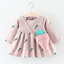 Autumn Girls Baby Cute radish print dress Spring new children's wear guard radish long sleeve Toddler dress with bag DR19150 2024 - buy cheap