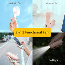 Mini Portable Fan 2000mAh  Handheld Rechargeable  3 In 1 Electric USB Cooling Air Fold Fan With Emergency Power Bank Flashlight 2024 - buy cheap