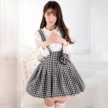 Faldas de princesa dulce lolita, faldas cortas plisadas de princesa japonesa, súper bonitas, a cuadros blancos y negros, cinturón de estudiante, GZWY214 2024 - compra barato