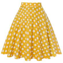 Summer Skirt Short Women Ladies 50S 60S Cotton Polka Dot Yellow Skirts Cotton High Wist Swing Vintage Skirt VD0020 2024 - buy cheap