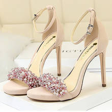 Sexy Heels Women Shoes Super High Heels Women Pumps Fashion String Bead Bride Wedding Shoes Elegant Ladies Shoes Summer Sandals 2024 - buy cheap