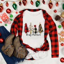 Women Pine plaid tree print christmas White tshirt casual women short sleeve christmas tree t-shirt female vogue tees clothes 2024 - buy cheap